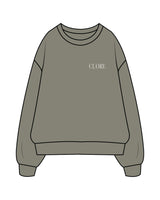 The Mens Crewneck - Cypress - Cuore Pilates Studio - Left Chest - Embroidered - Bone - Back Logo Stacked "STUDIO" - Printed - Bone