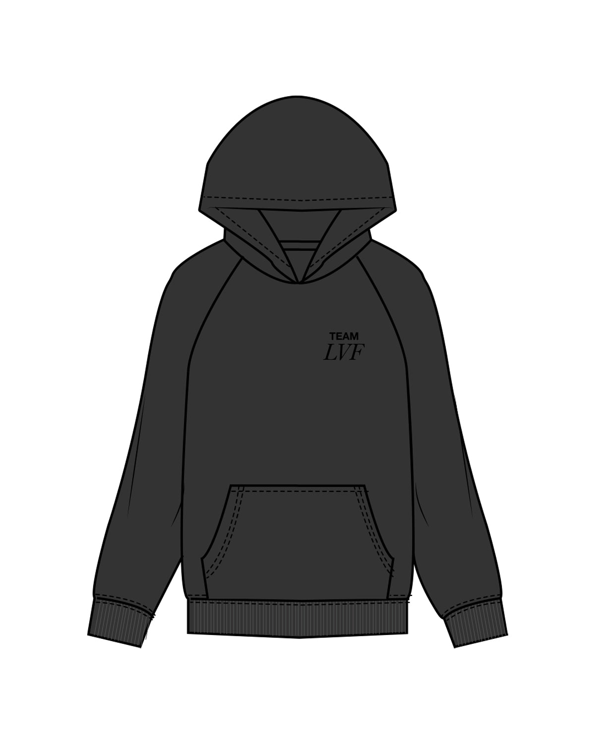 The Mens Hoodie - Washed Black - Lagree Versa - Left Chest & Back Center Stacked - Black