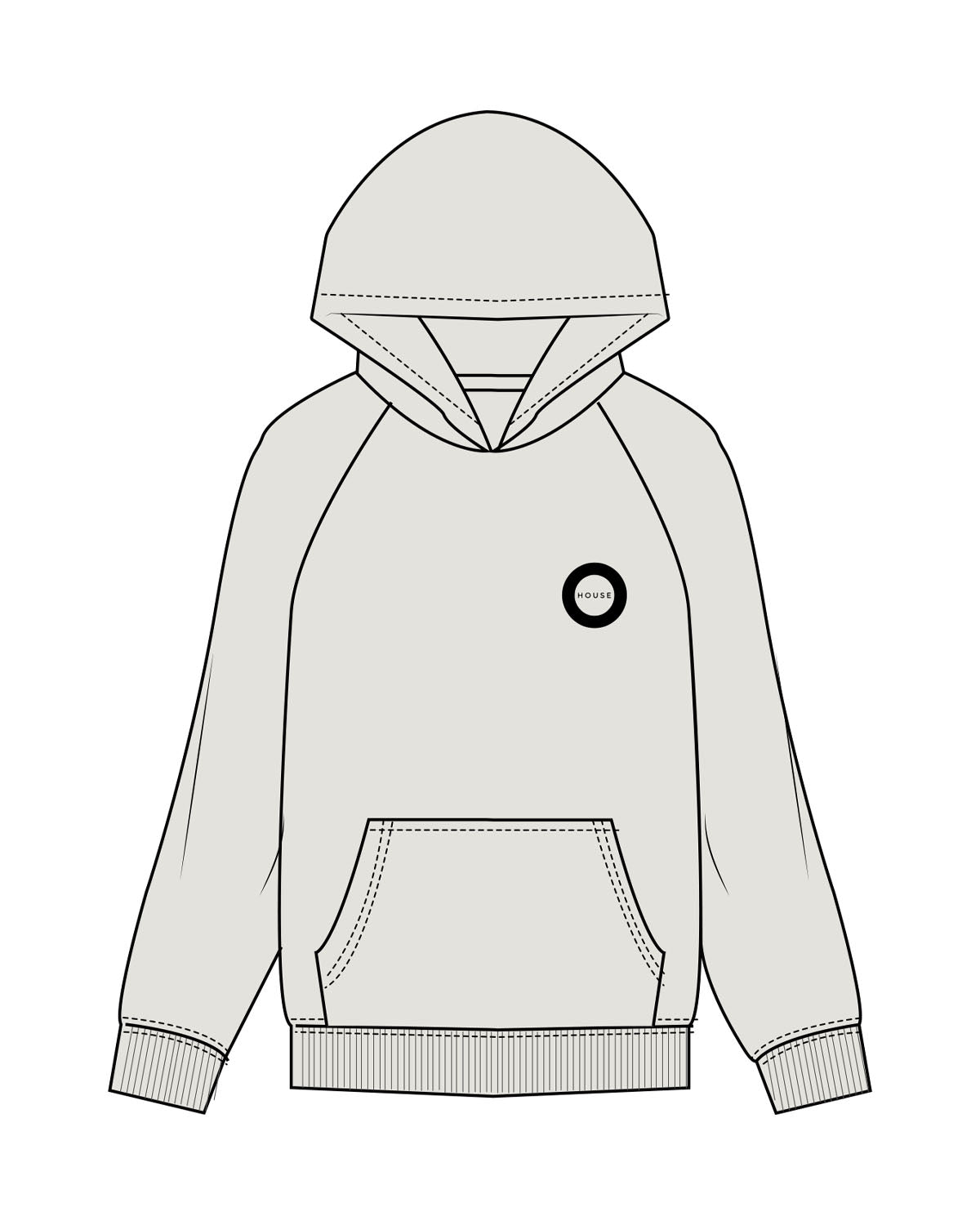 The Mens Hoodie - Washed Bone - HiLo - Left Chest Logo & Center Back Logo - Printed - Full Color