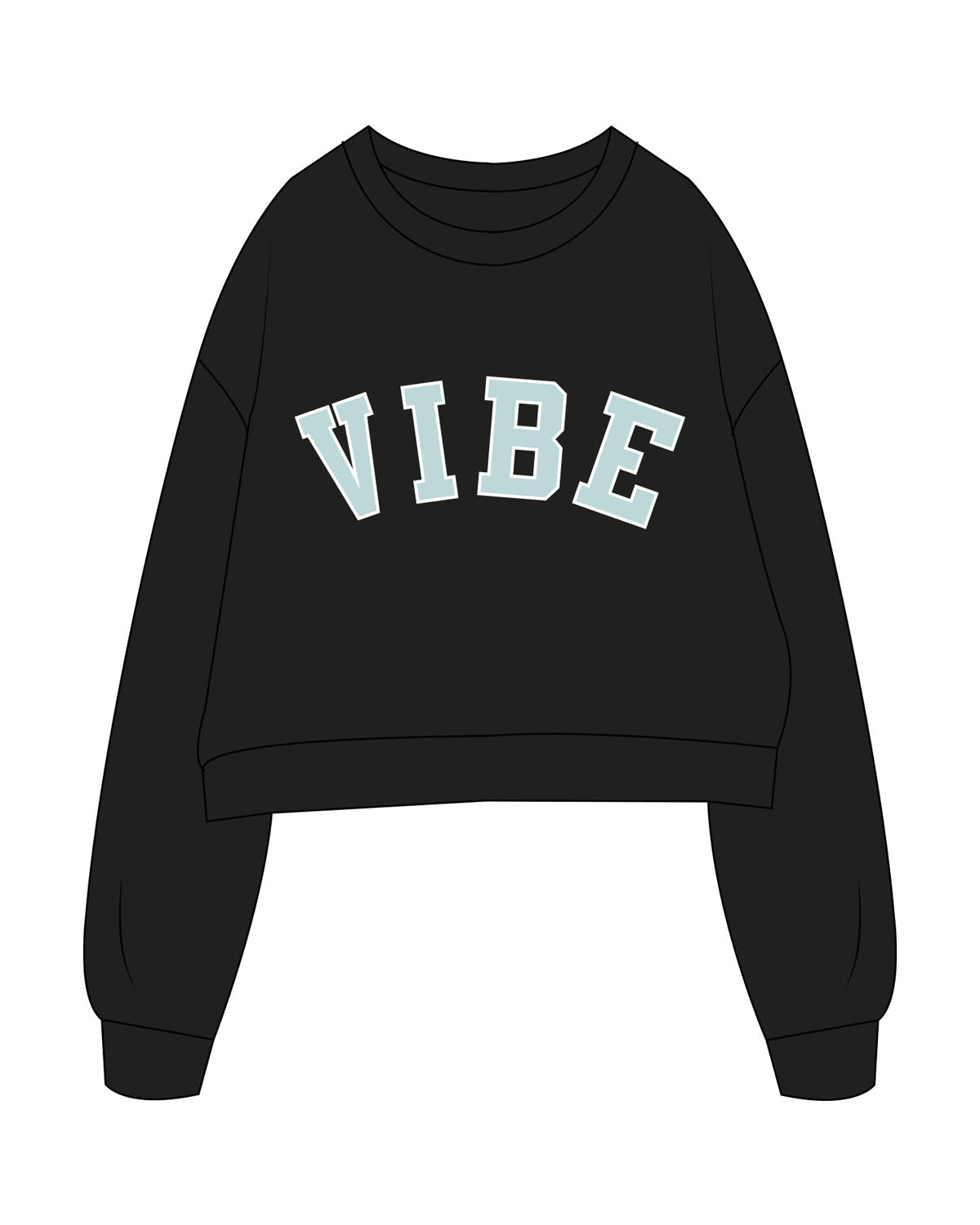 The Studio Crop - Black - The Vibe - Center Chest - Printed - Tone on Tone