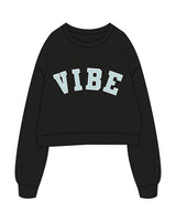 The Studio Crop - Black - The Vibe - Center Chest - Printed - Tone on Tone