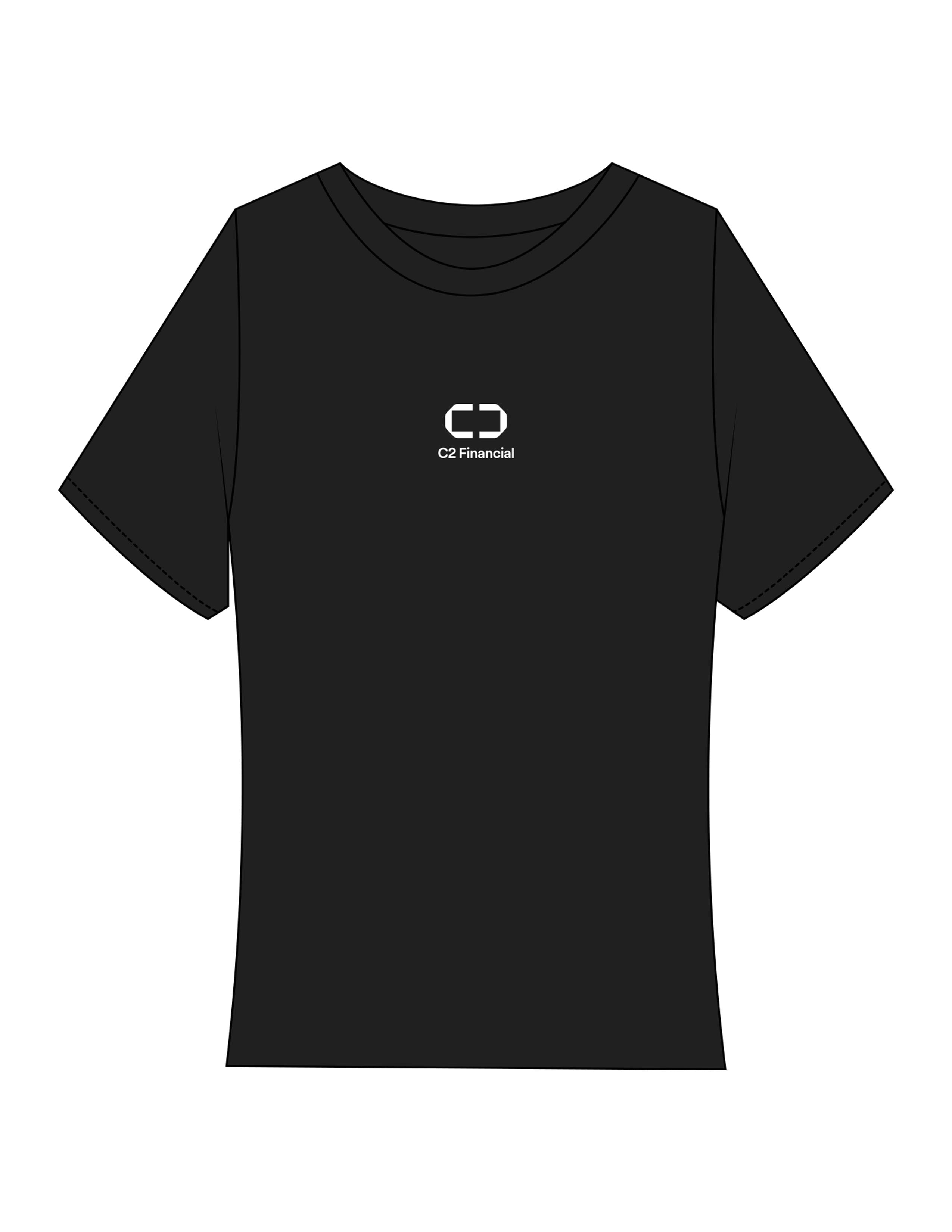 The Baby Tee - Black - C2 Financial - Center Chest Stacked - Printed - White