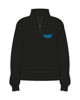 The Womens 1/4 Zip - Black - Training Mate - Left Chest Stacked - Printed - Blue
