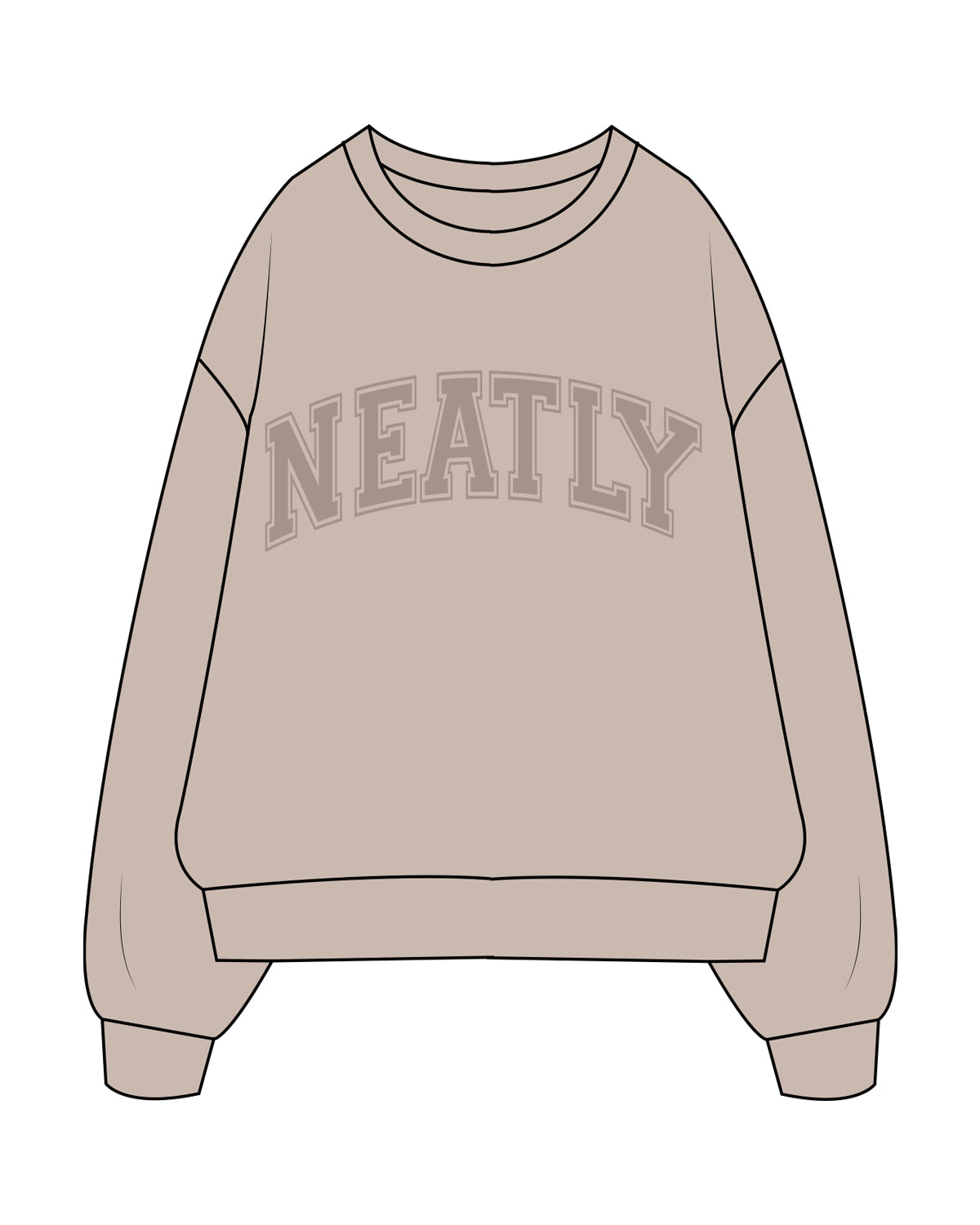 The Mens Crewneck - Bone - Neatly - Center Chest & Back Neckline - Tone on Tone