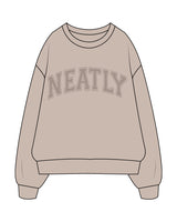 The Mens Crewneck - Bone - Neatly - Center Chest & Back Neckline - Tone on Tone