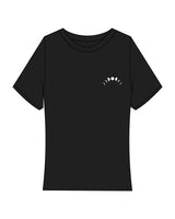 The Baby Tee - Black - Symmetry Yoga - Front Left & Back Center Stacked - White