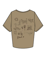 The Crop Tee - Sand -  Lagree Versa - Left Chest Stacked & Center Back - Chocolate