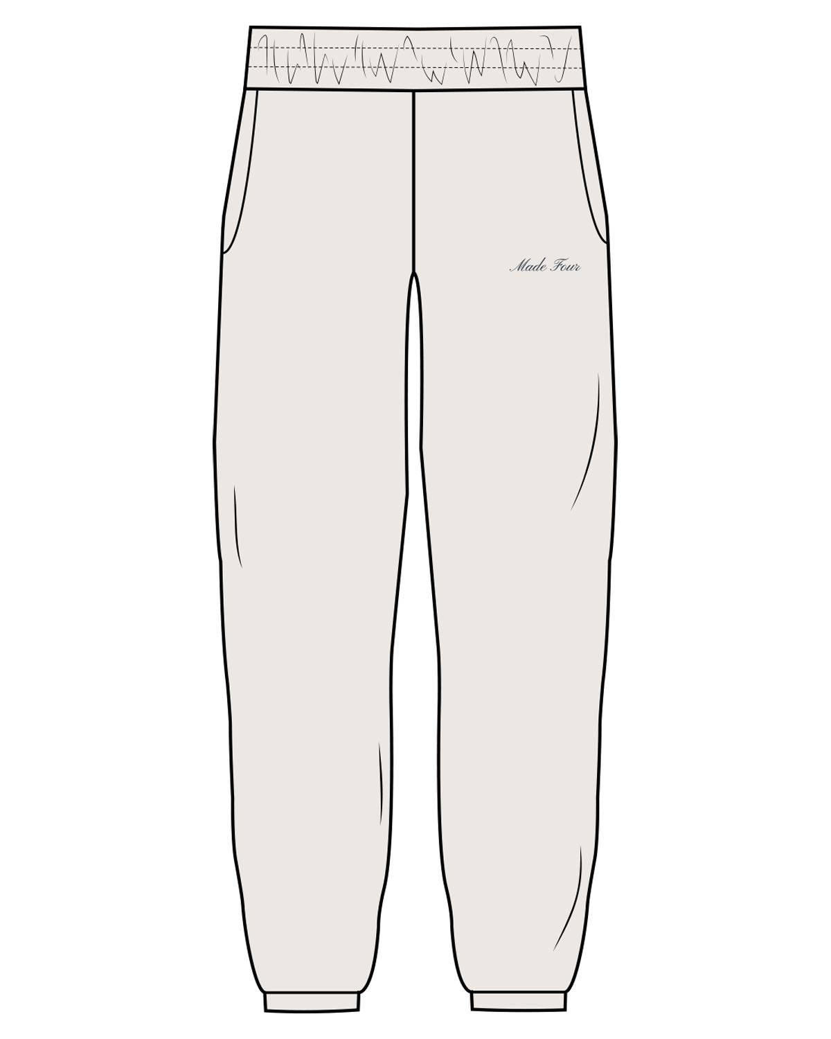 The Womens Sweatpants - Bone - M4Lagree - Left Leg Script - Embroidered - Navy