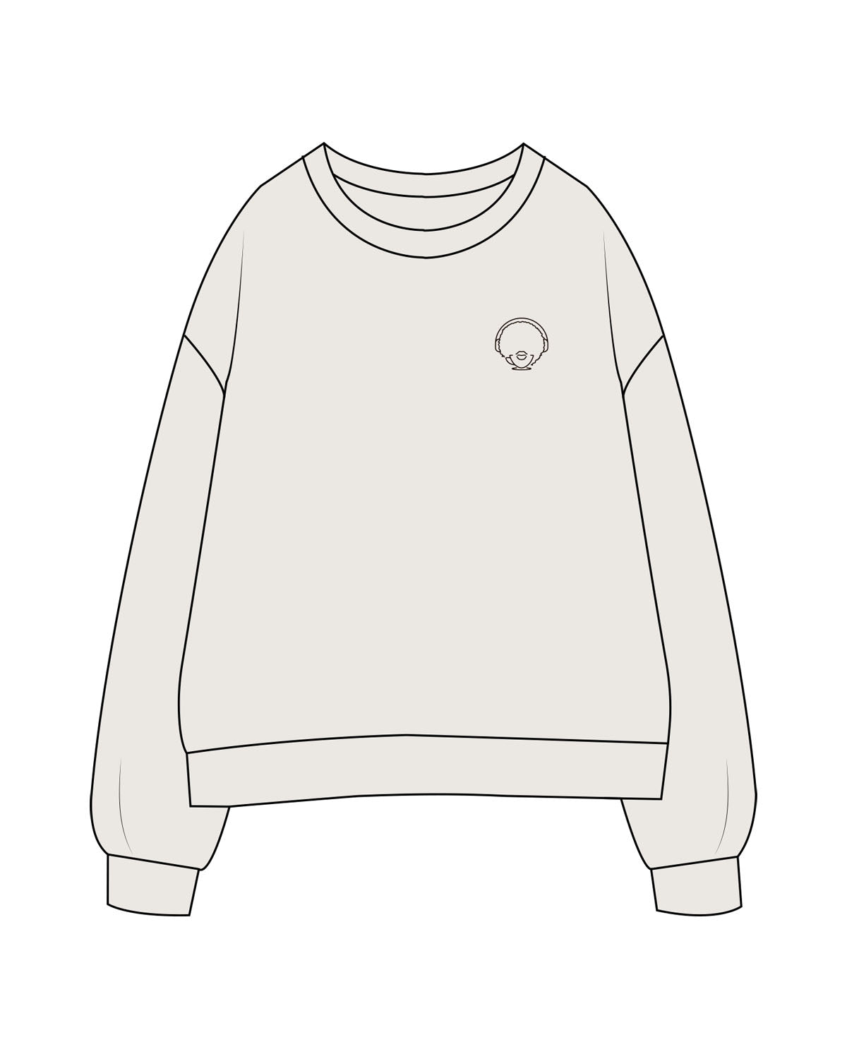 The Womens Crewneck - Washed Bone - The Rebel Geek - Left Chest - Printed - Brown