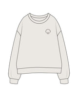 The Womens Crewneck - Washed Bone - The Rebel Geek - Left Chest - Printed - Brown