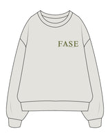 The Mens Crewneck - Washed Bone - Fase Lagree - Left Chest - Embroidered - Olive