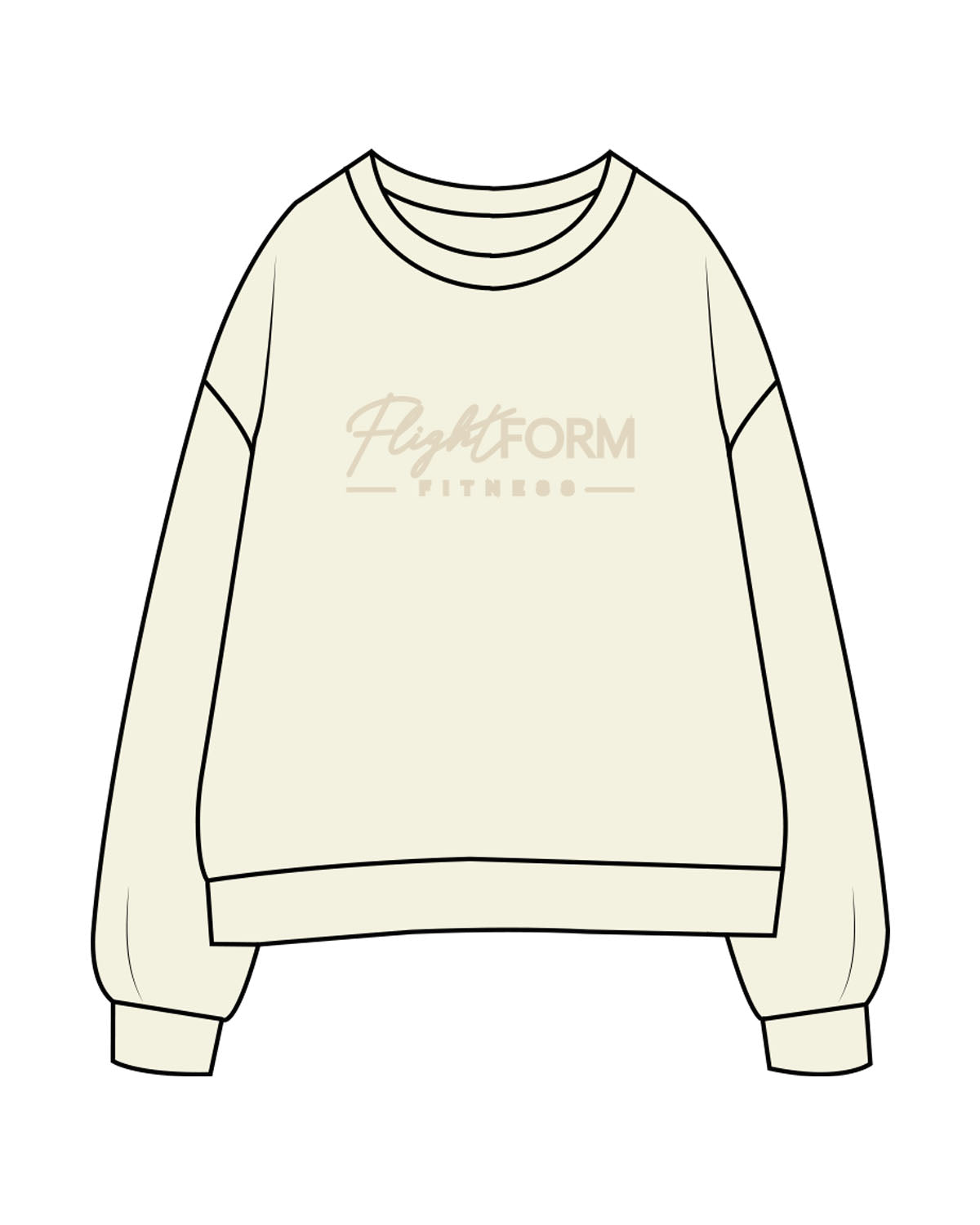 The Womens Crewneck - Butter - Flightform - Center Chest Stacked - Printed - Tone on Tone