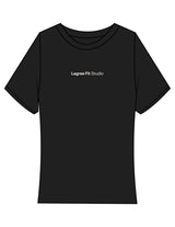 The Baby Tee - Black - Lagree Fit Studio - Center Chest - Printed - Cream