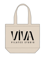 The Tote Bag - Natural - Viva Pilates - Center Stacked - Printed - Black