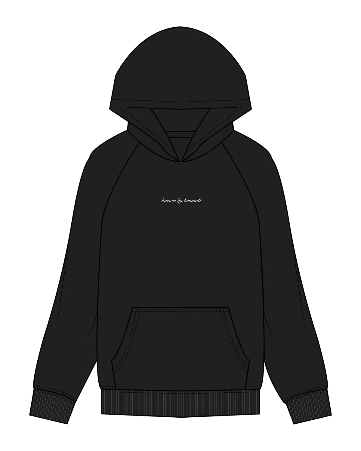 The Womens Hoodie - Black - KBK - Center Chest & Back Center Stacked - Full Color