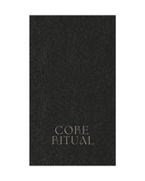 The Gym Towel - Black - Core Ritual - Bottom Stacked - Embroidered - Bone - The Gym Towel Bag - Black - Front Lower Bottom - Printed - White