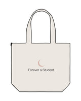 The Zipper Tote Bag - Natural - Half Moon Yoga - Full Center - Back - Moon - d8b7af - Printed - Full Color