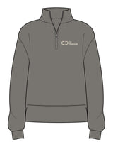 The Womens 1/4 Zip - Washed Gray - C2 Financial - Left Chest Stacked - Printed - Off White