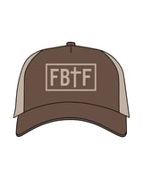 The 5 Panel Trucker Hat - Brown / Khaki - Fed By The Fruit - Center Crown - Embroidered - Puff - Khaki