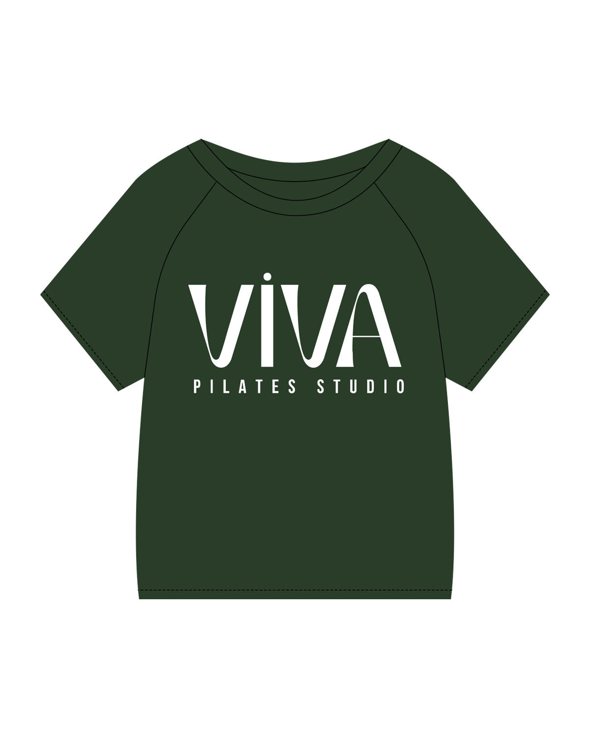 The Kids Tee - Forest - Viva Pilates - Center Chest Stacked - Printed - White