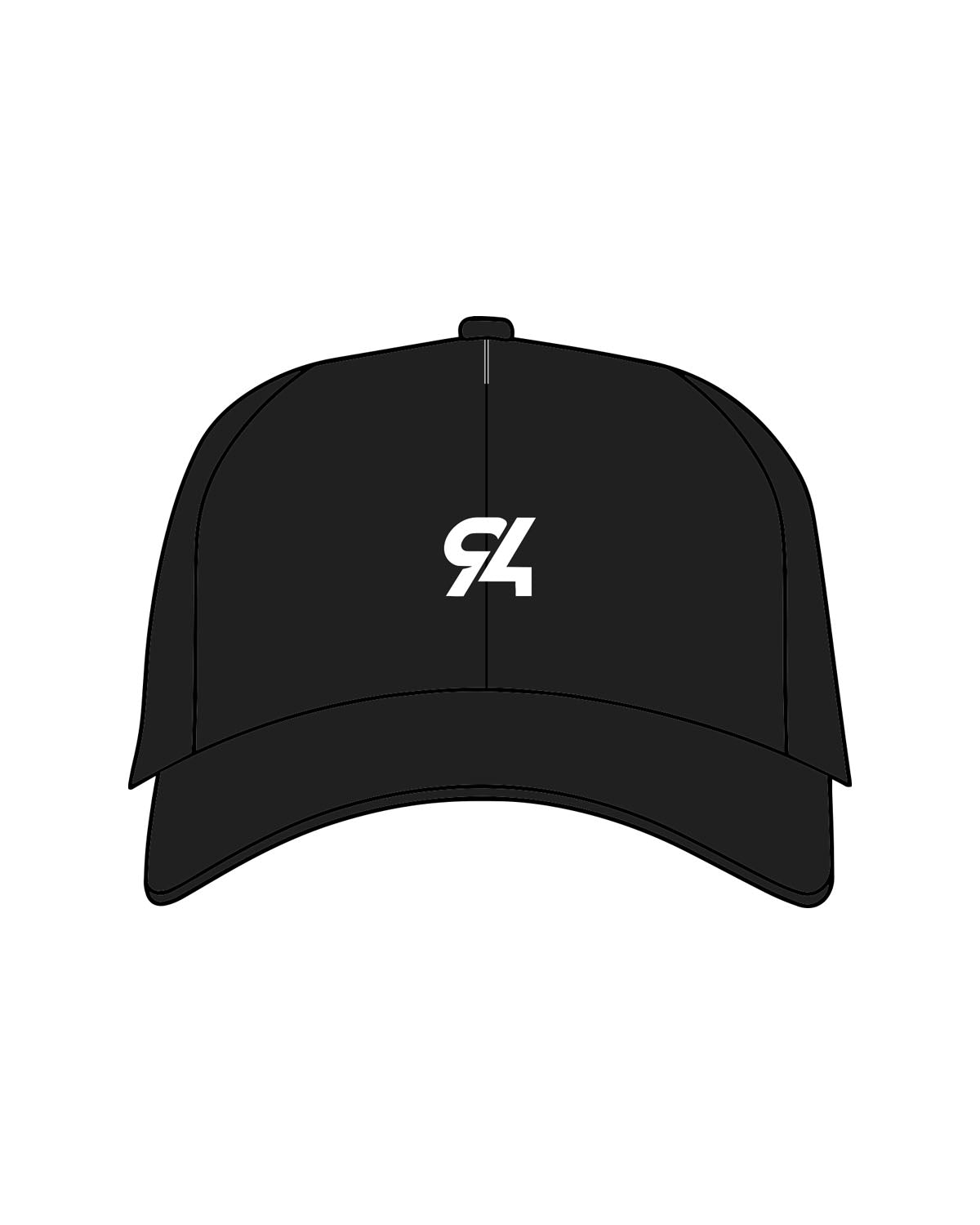 The Dad Hat - Black - NinetyFour - Center Crown - Embroidered - White