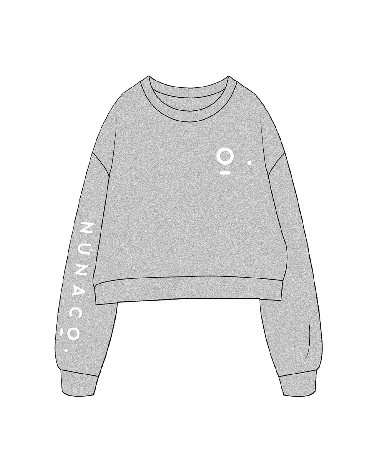 The Oversized Crop - Heather - Nuna Collective - Left Chest & Right Sleeve - White