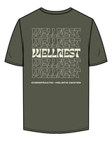 The Mens Tee - Cypress - Wellnest - Left Chest Oval & Full Back Text Stacked  - Printed-  Cream