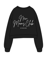 The Studio Crop - Black - New Mom School - Left Chest & Back Stacked "NEW" - Printed - White