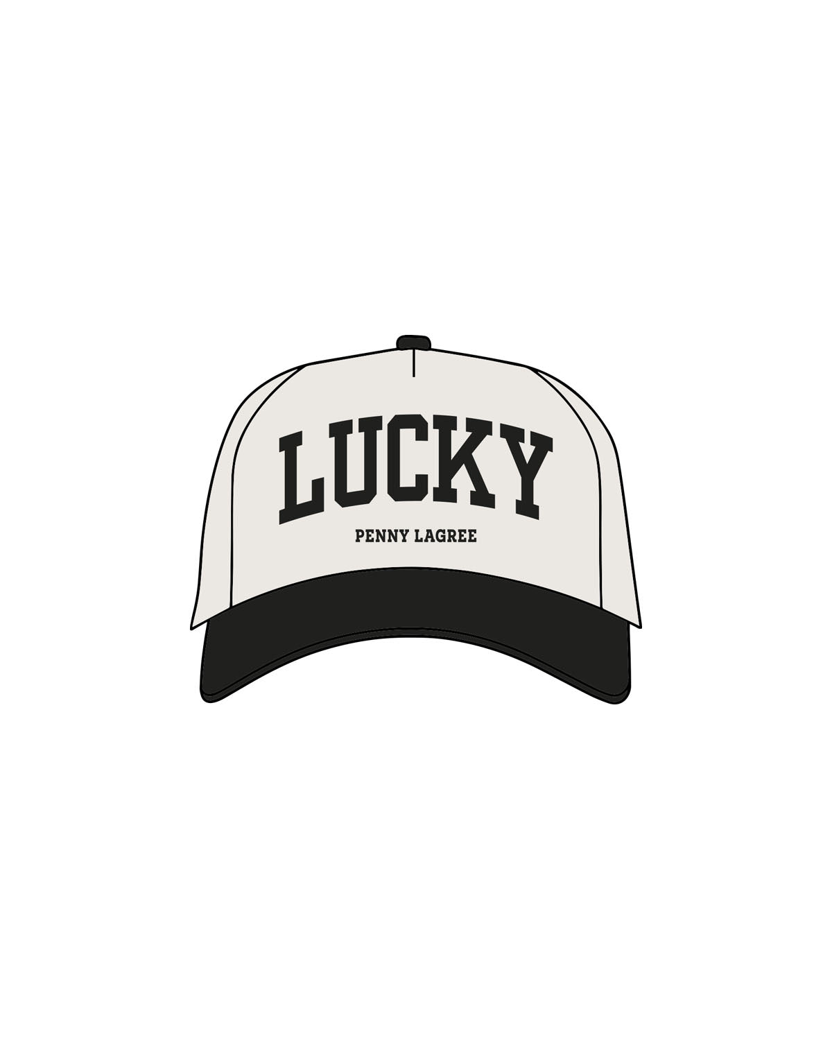 The Canvas Cap - Natural / Black - Lucky Penny - Center Crown Stacked - Printed - Black