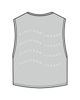 The Crop Muscle Tank - Storm - Platform - Center Chest & Back Stacked - White