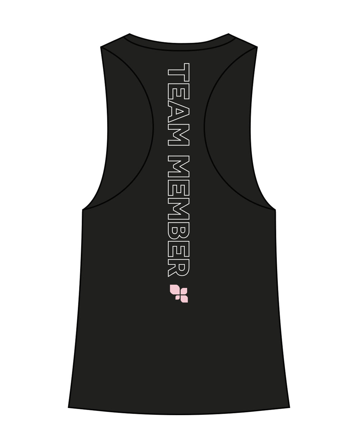 The Womens Racerback Tank - Black - F4Mom-TriValley - Left Chest & Back Center Spine " TEAM MEMBER " - Printed - Full Color