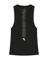 The Womens Racerback Tank - Black - F4Mom-TriValley - Left Chest & Back Center Spine " TEAM MEMBER " - Printed - Full Color