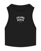 The Ribbed Crop Tank - Black - Lisel Lewis - Center Chest Stacked - Emroidered White