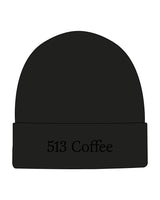 The Beanie - Black - 513 Coffee - Brim - "513 Coffee" Logo - Embroidered - Tone on Tone