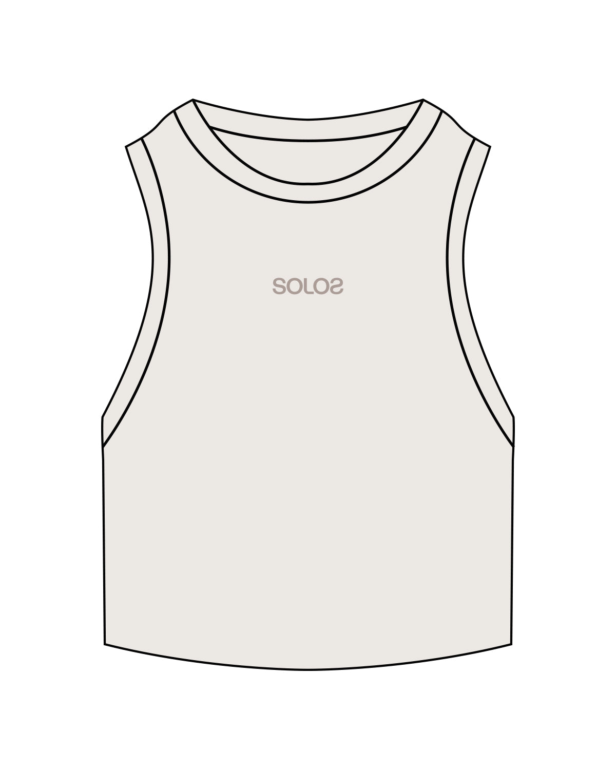 The Ribbed Crop Tank - Bone - Solos Pilates - Center Chest - Embroidered - Tone on Tone