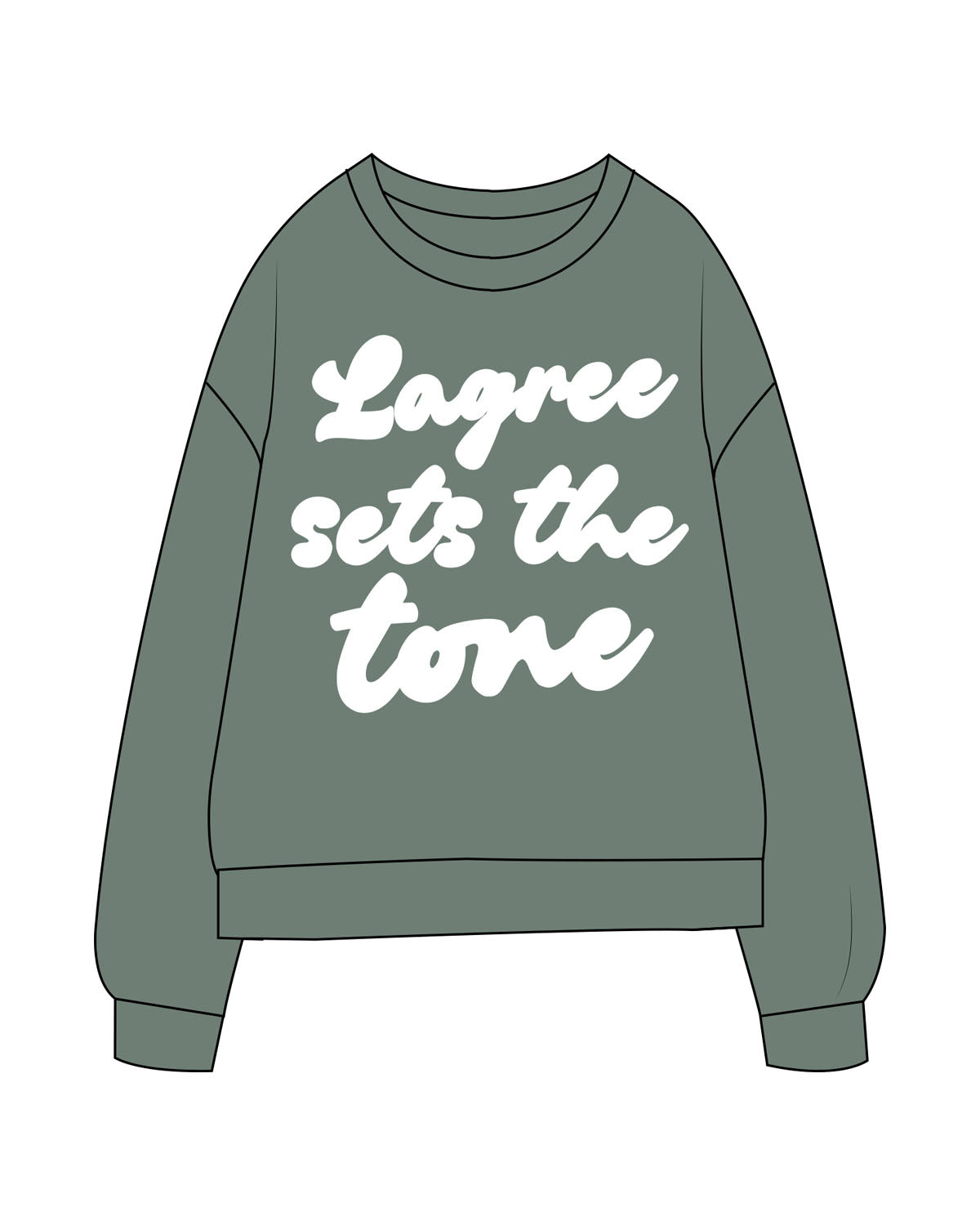 The Midweight Unisex Crewneck - Washed Alpine - Tone Wellness Studio - Center Chest Stacked - Printed - White Puff