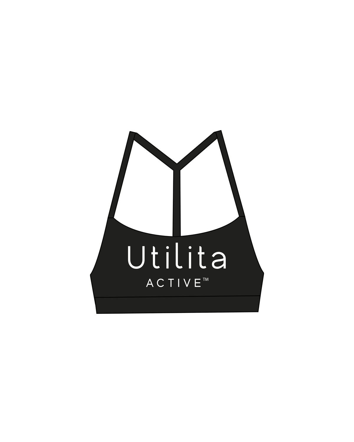 The Basic Bra - Black  - Utilita Active - Chest - Printed-  White