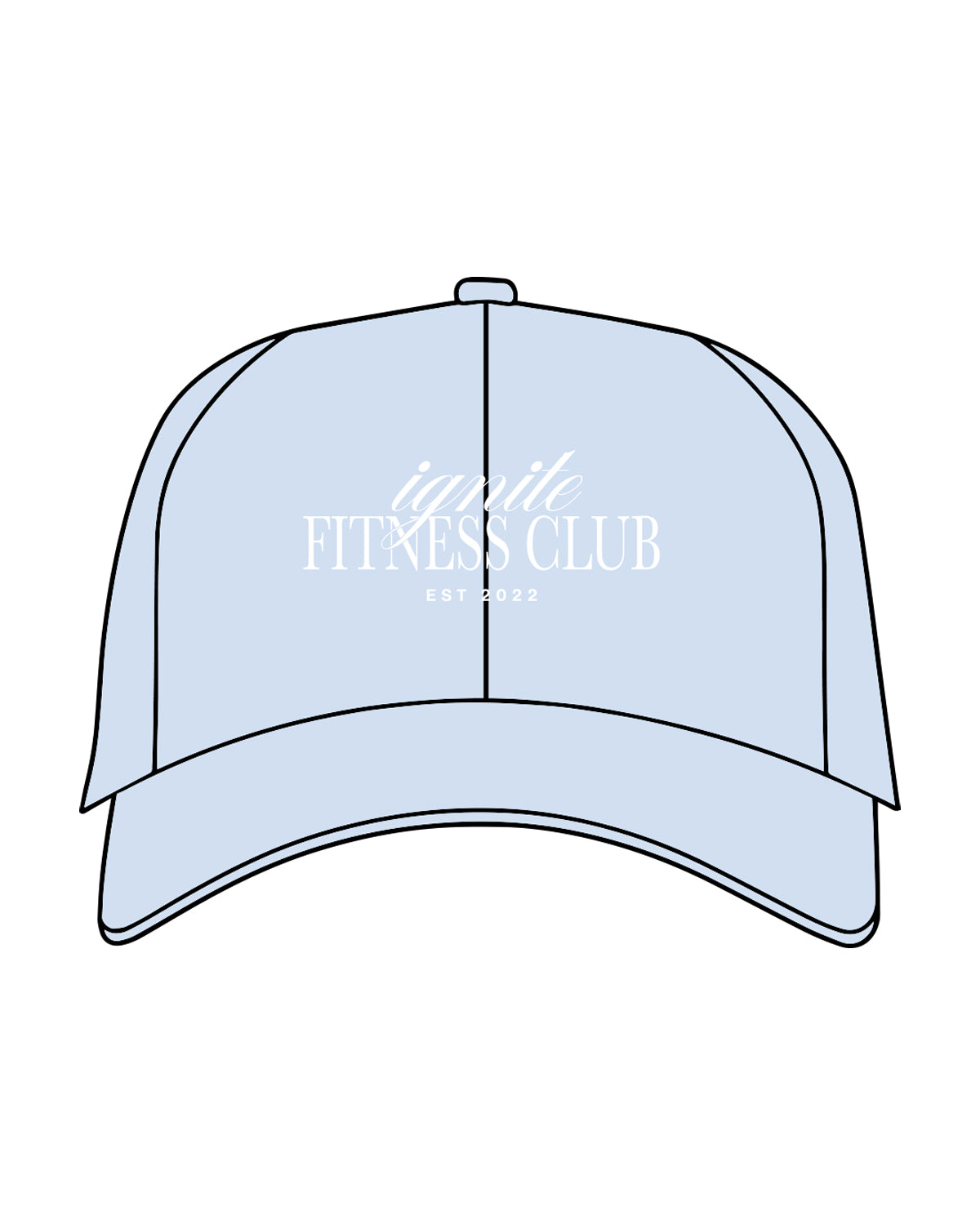 The Dad Hat - Light Blue - Ignite Barre & Fitness - Center Crown - Embroidered - White