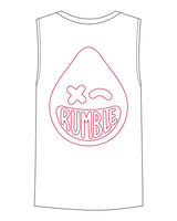 The Mens Tank - White - Rumble Boxing - Center Chest & Center Back - Red