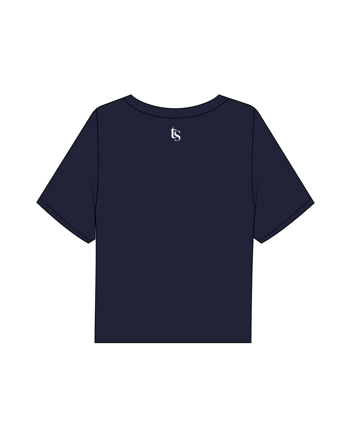 The Boxy Crop Tee - Navy - Set Studio - Center Chest & Center Back - Printed - White