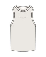 The Ribbed Full Length Tank - Bone - New Mom School - Center Chest Stacked "NASHVILLE" - Embroidered - Tone on Tone