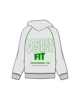 The Mens Hoodie - White Heather - Lagree Versa - Left Chest & Back Center Stacked - Green