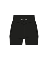 The Womens Sporty Pocket Short - Black - Pulse 712 - Center Back Waistline - Printed - White