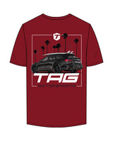 The Mens Tee - Cardinal - Tag MotorSports -  Left Chest Stacked & Full Back - Printed - Full Color