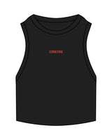 The Ribbed Crop Tank - Black - Corefire - Center Chest - Embroidered - Red
