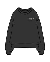 The Mens Crewneck - Washed Black - Lagree Fit Studio - Left Chest Stacked & Back Rounds - Printed - Off White