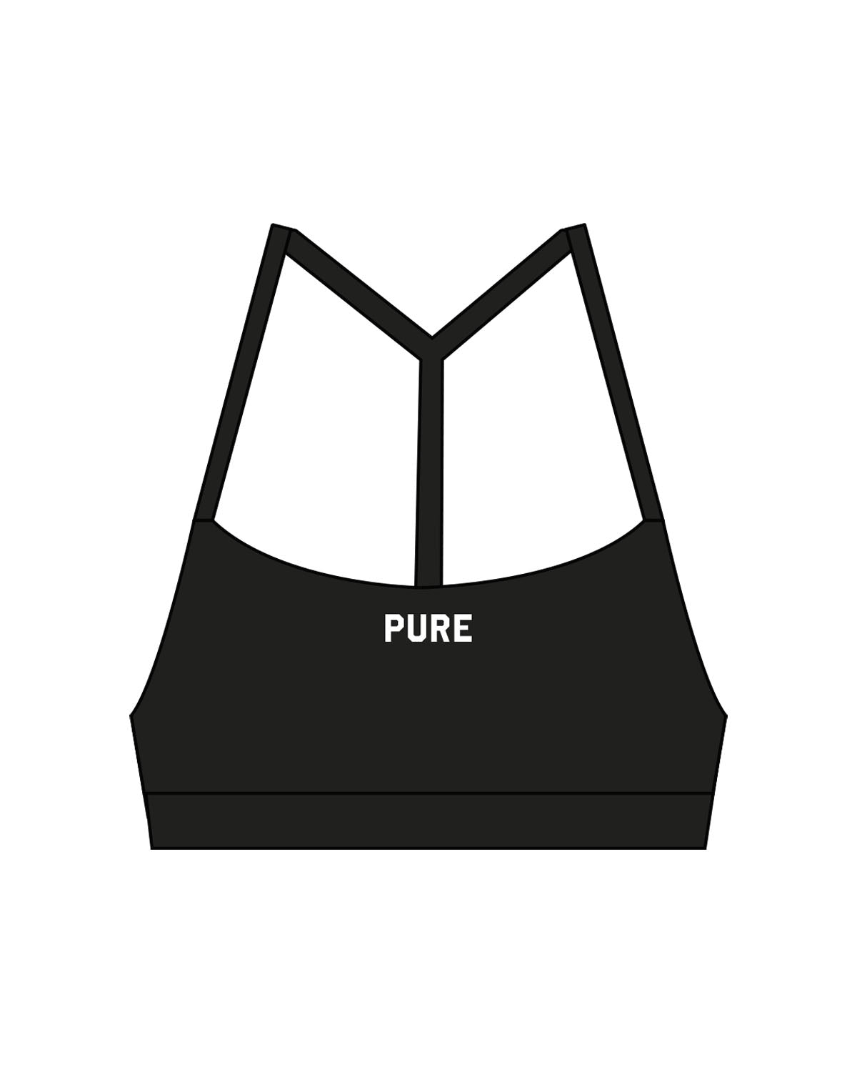 The Basic Bra - Black - Pure Movement - Back Center - Printed - White