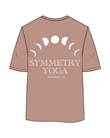 The Womens Oversized Tee - Clay - Symmetry Yoga - Front Left & Back Center Stacked - White