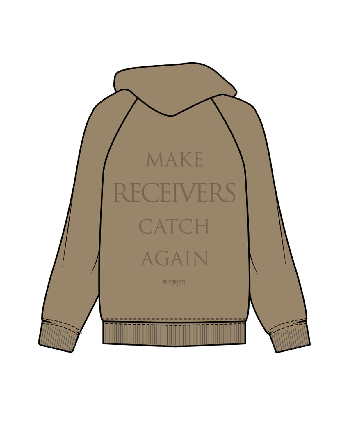 The Mens Classic Hoodie - Sand - PURE QUALITY - Left Chest Stacked & Center Back Stacked - Printed - Tone on Tone