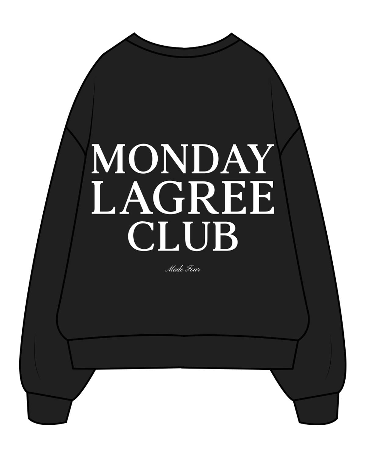 The Womens Crewneck - Black - M4Lagree - Left Chest - Embroidered - Center Back Stacked - Printed -  White